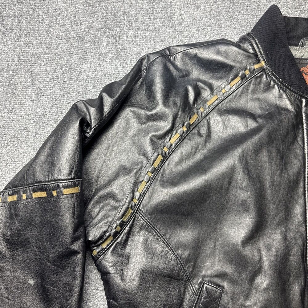 Vintage Z Cavaricci Black Leather Bomber Jacket Women’s Size Medium - Picture 5 of 8